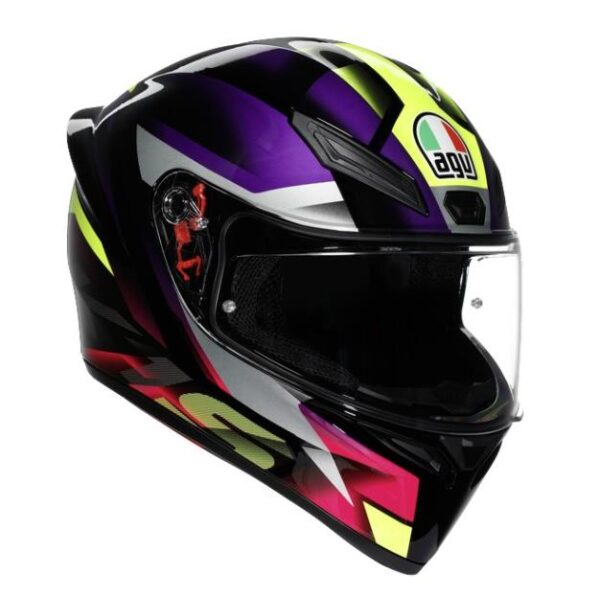 10053 8051019900647 2118394001 065-S agv casco moto integrale k1 s e2206 fastlap black/purple/pink taglia-s