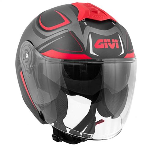 GIVI CASCO MOTO JET X.22 PLANET HYPER NERO GRIGIO ROSSO DOPPIA VISIERA  TAGLIA XXL