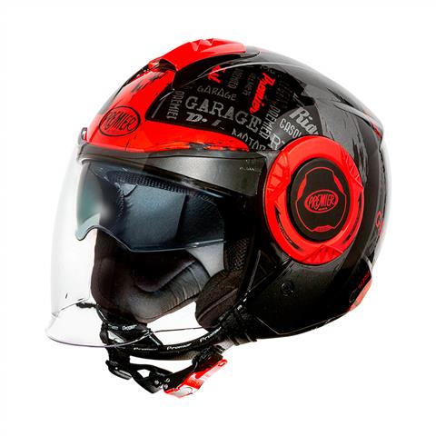 PREMIER CASCO JET COOL RD92 NERO ROSSO FLUO TAGLIA S