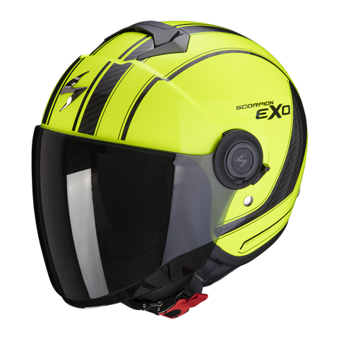 SCORPION CASCO JET MOTO EXO CITY SCOOT NEON GIALLO NERO TAGLIA XL