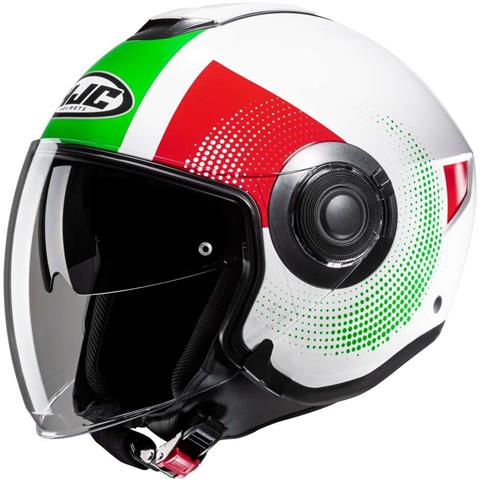 9061 8804269461440 17144107-S HJC CASCO DOPPIA VISIERA MOTO JET I40N PYLE MC41 BIANCO/VERDE/ROSSO TAGLIA-S