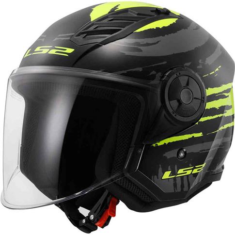 9155 6942141744112 3661622540020 CASCO MOTO JET LS2 OF616 AIRFLOW 2 BRUSH NERO/GIALLO TAGLIA S